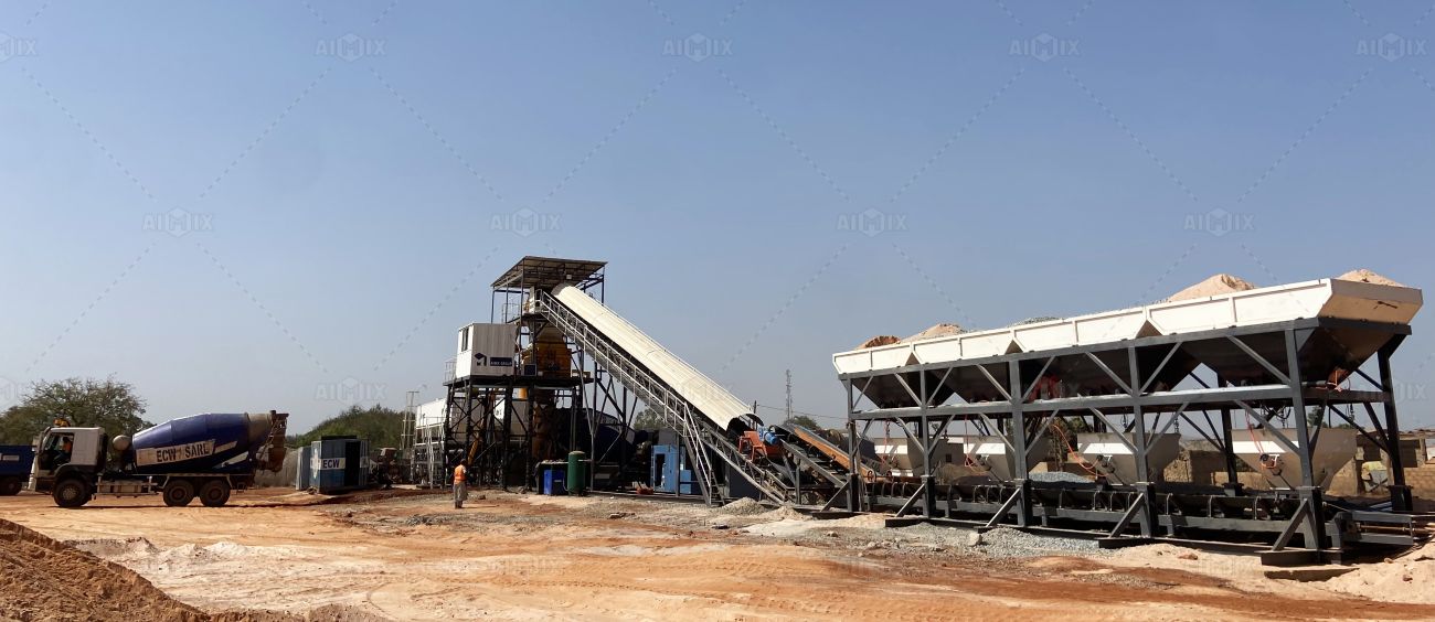 AJM60 foundation free batching plant in operation at site
