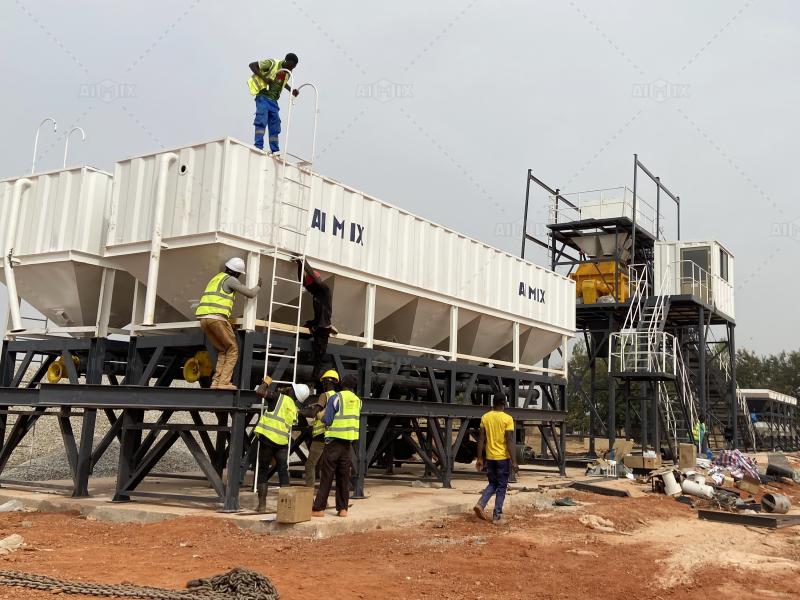 AJM60 foundation free batching plant installed on site