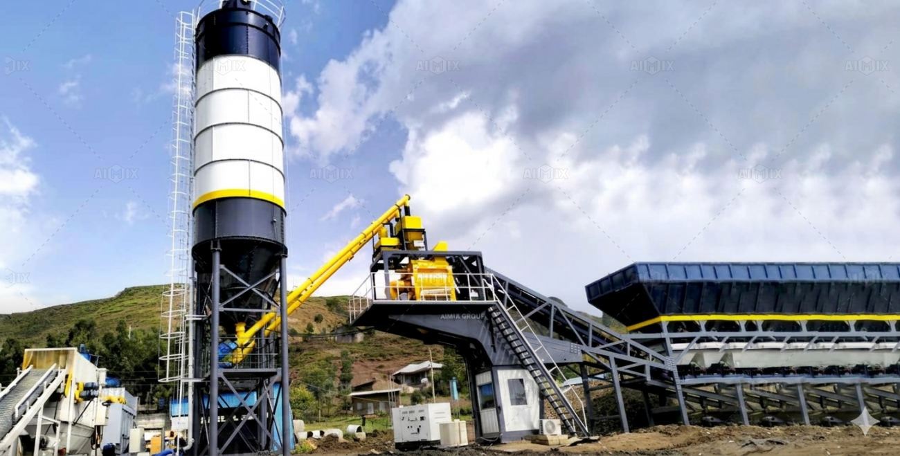 AJY75 mobile batching concrete plant for Ethiopian client