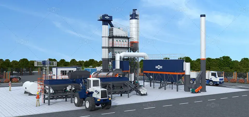 ALQ stationary asphalt batch plant price 3D drawing in Indonesia