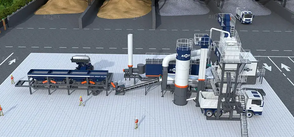 ALYQ mobile asphalt batching plant price 3D drawing in Indonesia