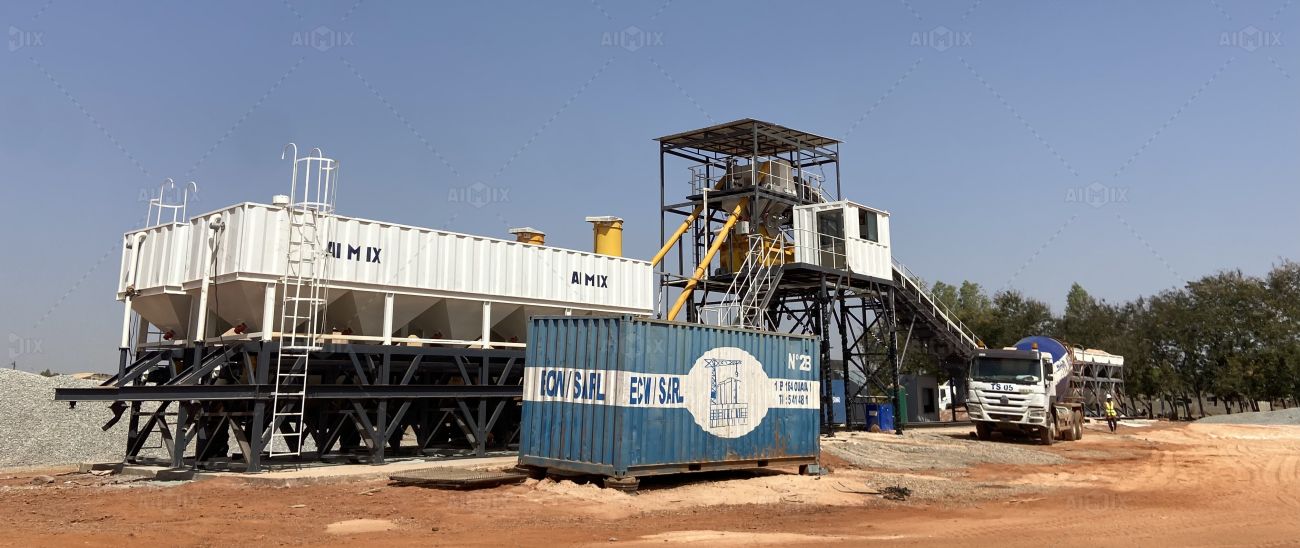 Aimix foundation free batching plant solution for customer in Burkina Faso