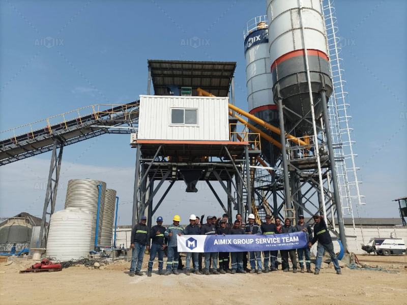 on-site support for AJ90 concrete plant installed in Ecuador