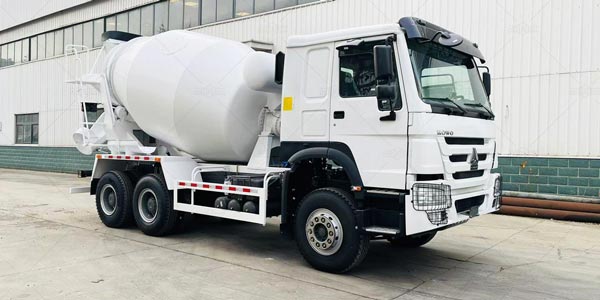 traditional concrete mixer truck onsite