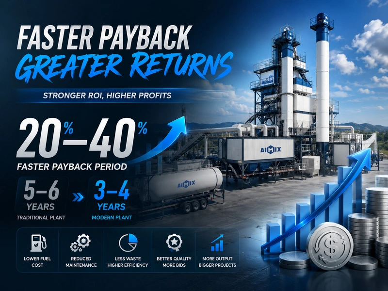 Asphalt Plant ROI Improvement → 20%–40% Faster Payback Period