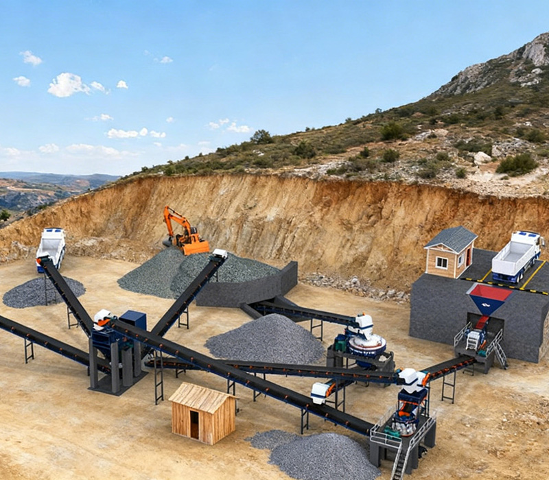 stationary crushing line for gravel crushing