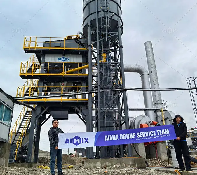 100TPH asphalt batch plant with our service team in Kyrgzstan