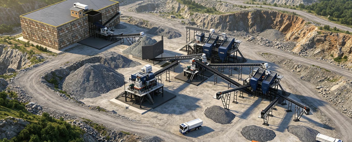 AIMIX stationary stone crushing plants operation