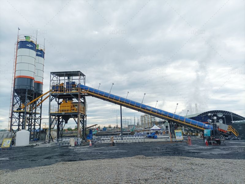 AJ90 stationary batching plant for sale in Papua Indonesia