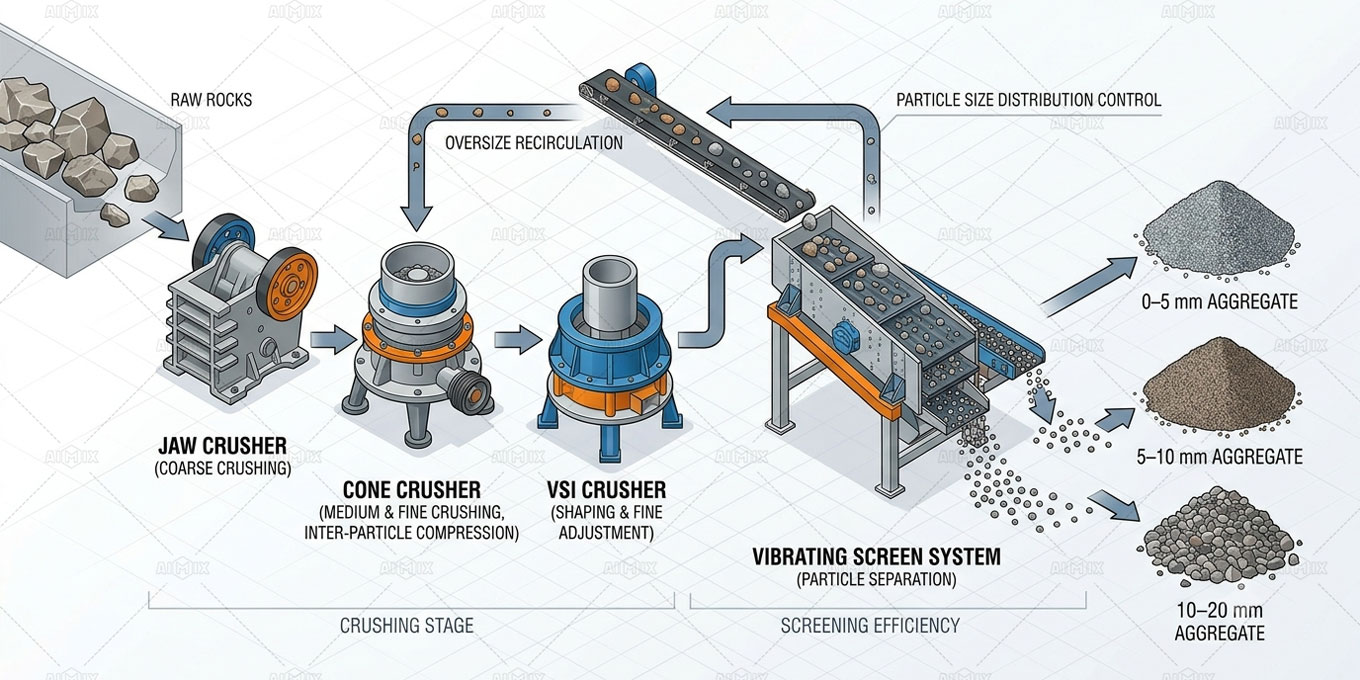 Crushing and Screening Processes Determine Aggregate Gradation