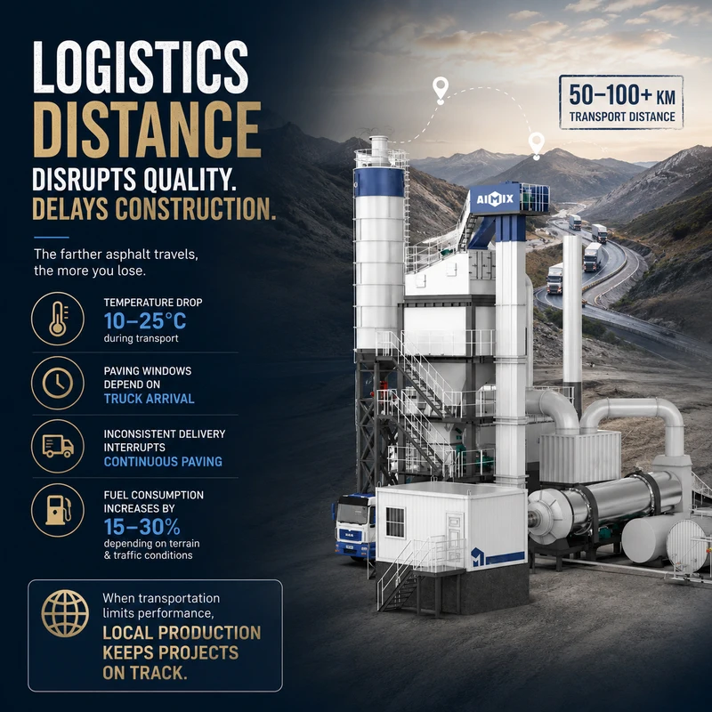 Logistics Distance Introduces Quality Degradation and Operational Timing Loss in Road Constru