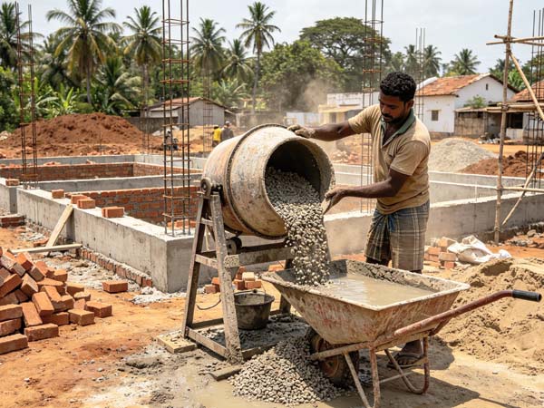 Traditional Concrete production in Sri Lanka