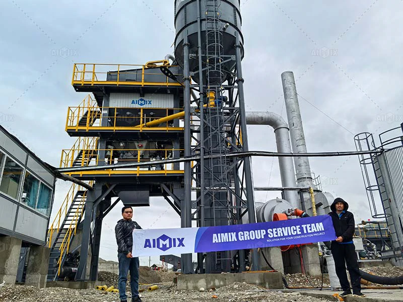 100 tph asphalt plant with our service team in Kyrgzstan