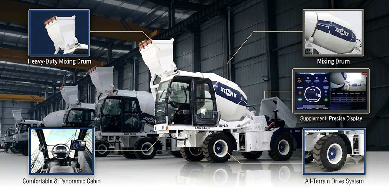 AIMIX mobile self loading concrete mixers for sale in stock in factory