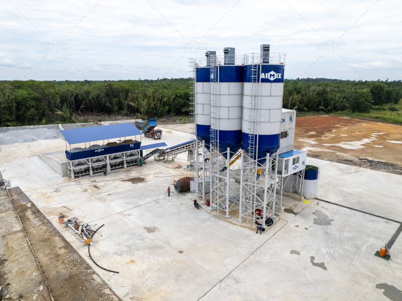 AJ180 belt type concrete plant operating well in Malaysia for local rmc supply