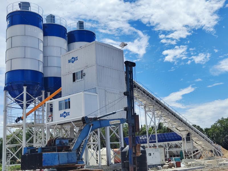 AJ180 stationary batching plant for ready mix concrete supply in Malaysia