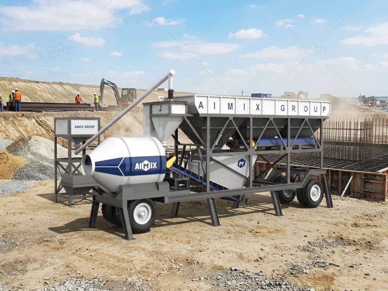 AJZY drum type mobile batch plant for small construction projects in Malaysia