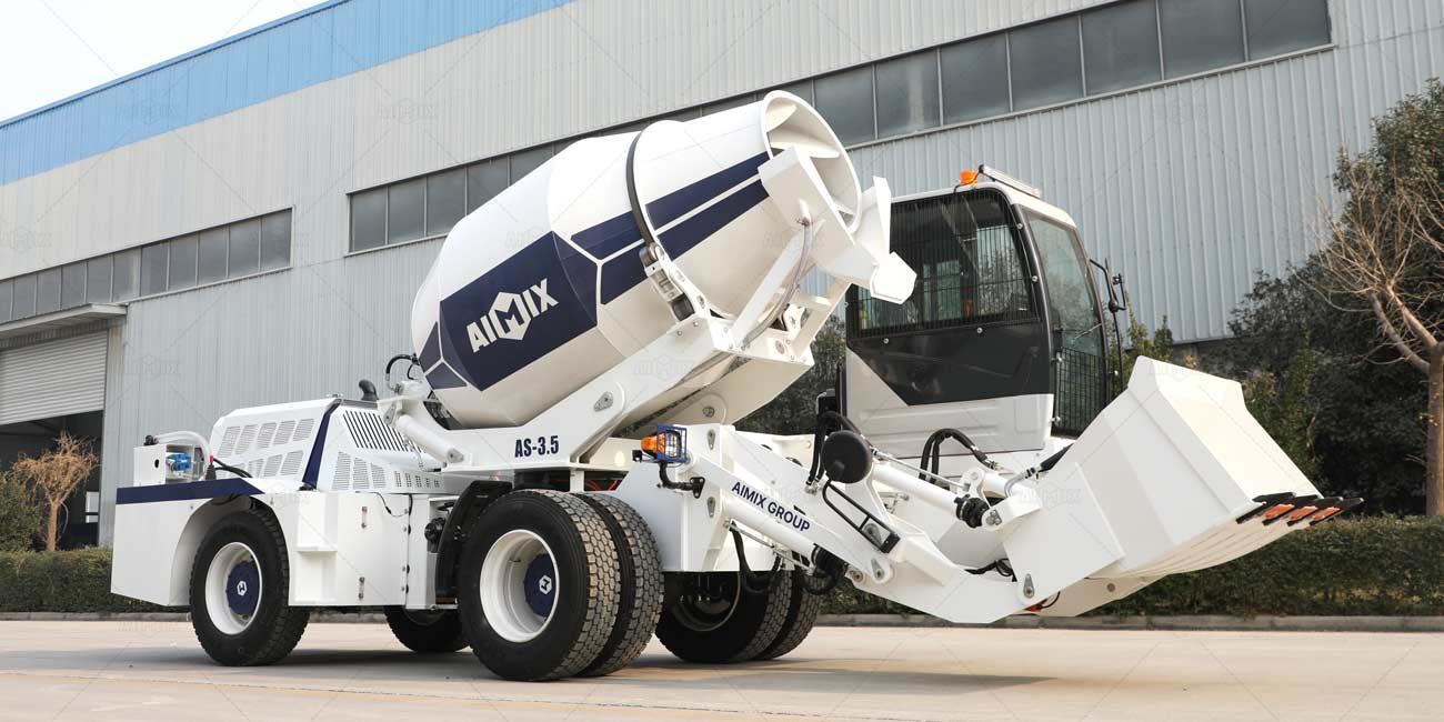 Aimix self loading concrete mixer stock in factory