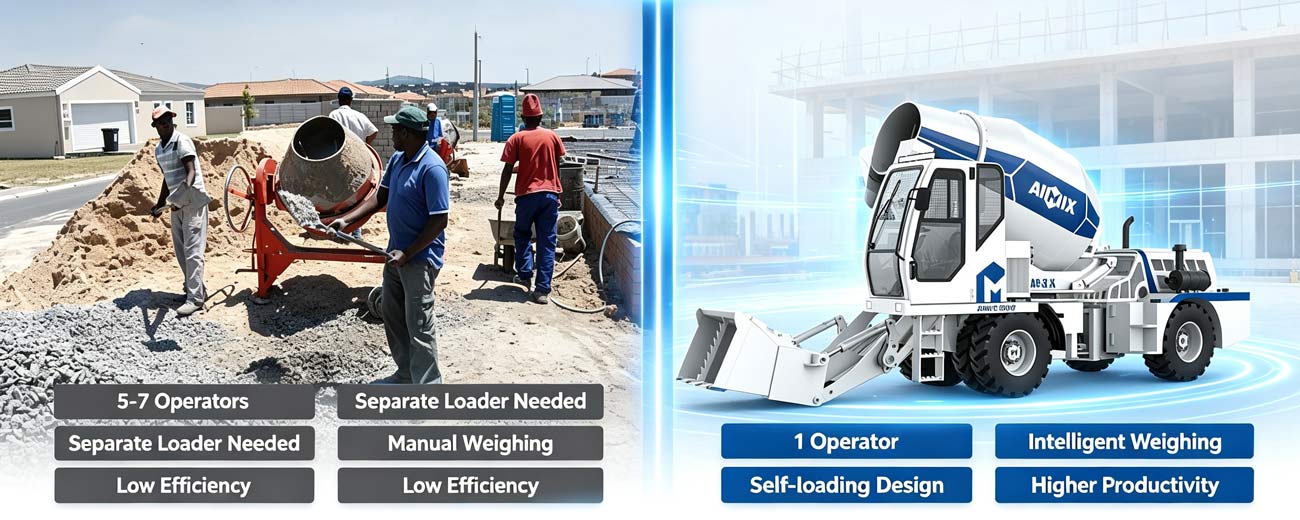 Traditional Mobile Mixer vs. AIMIX Mobile Concrete Mixers