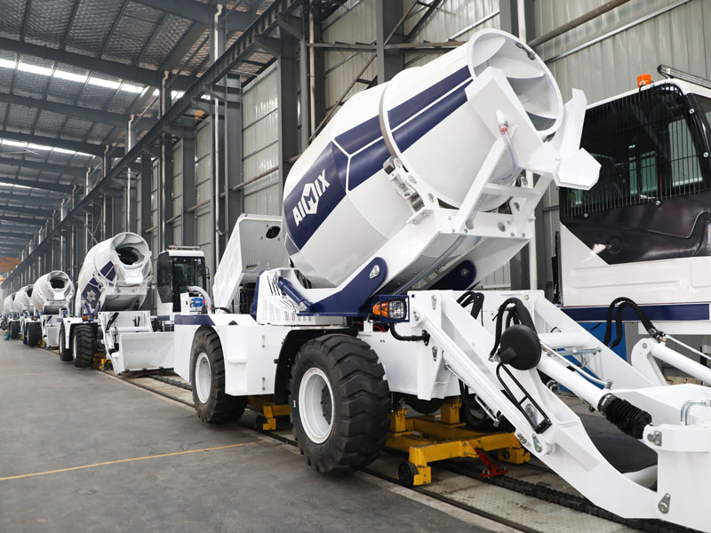 aimix self loading concrete mixer in factory test