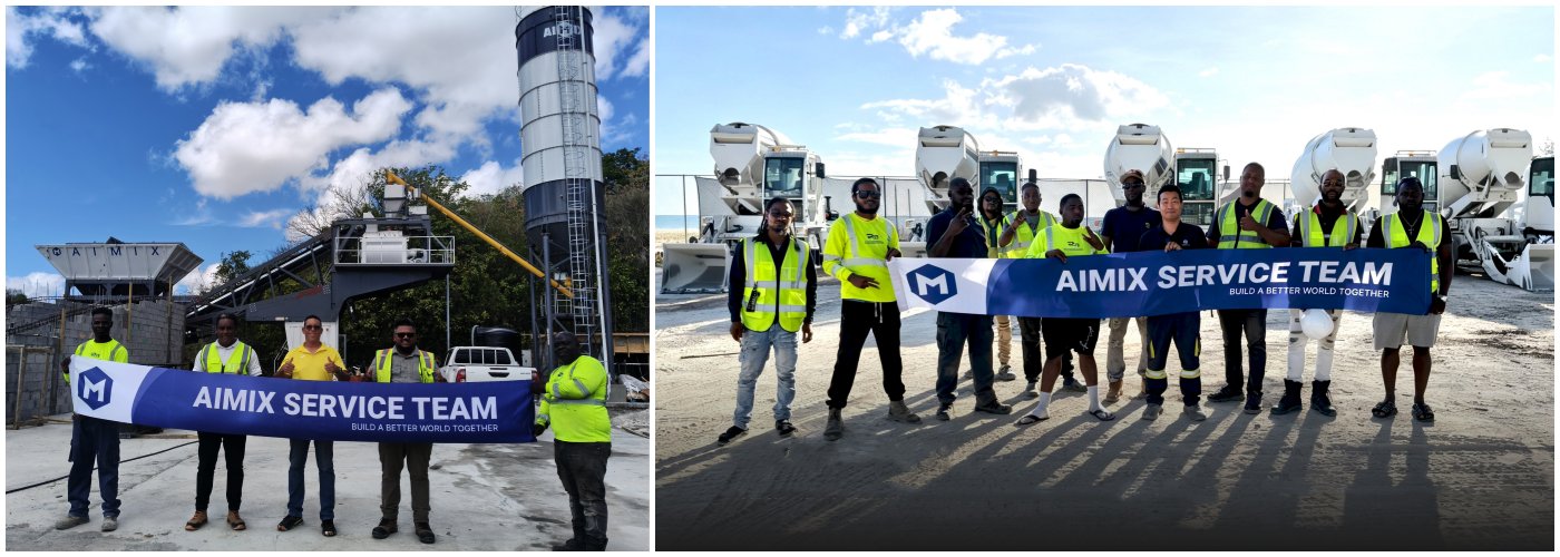 batching plant and self-loading concrete mixer for resort construction project in Antigua and Barbuda