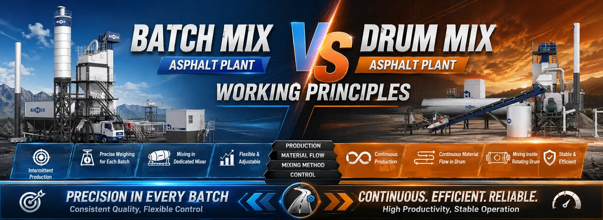 difference between batch and drum asphalt plant working principle