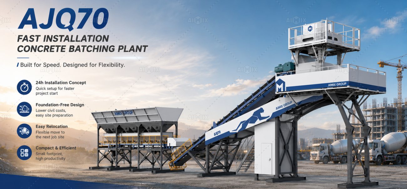 AIMIX fast installation concrete batching plant AJQ70