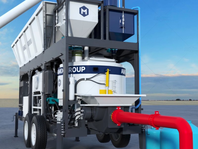 integrated concrete mixing and pumping system