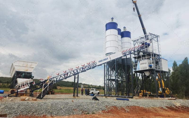 on-site support for AJ90 batching plant installation in South Africa