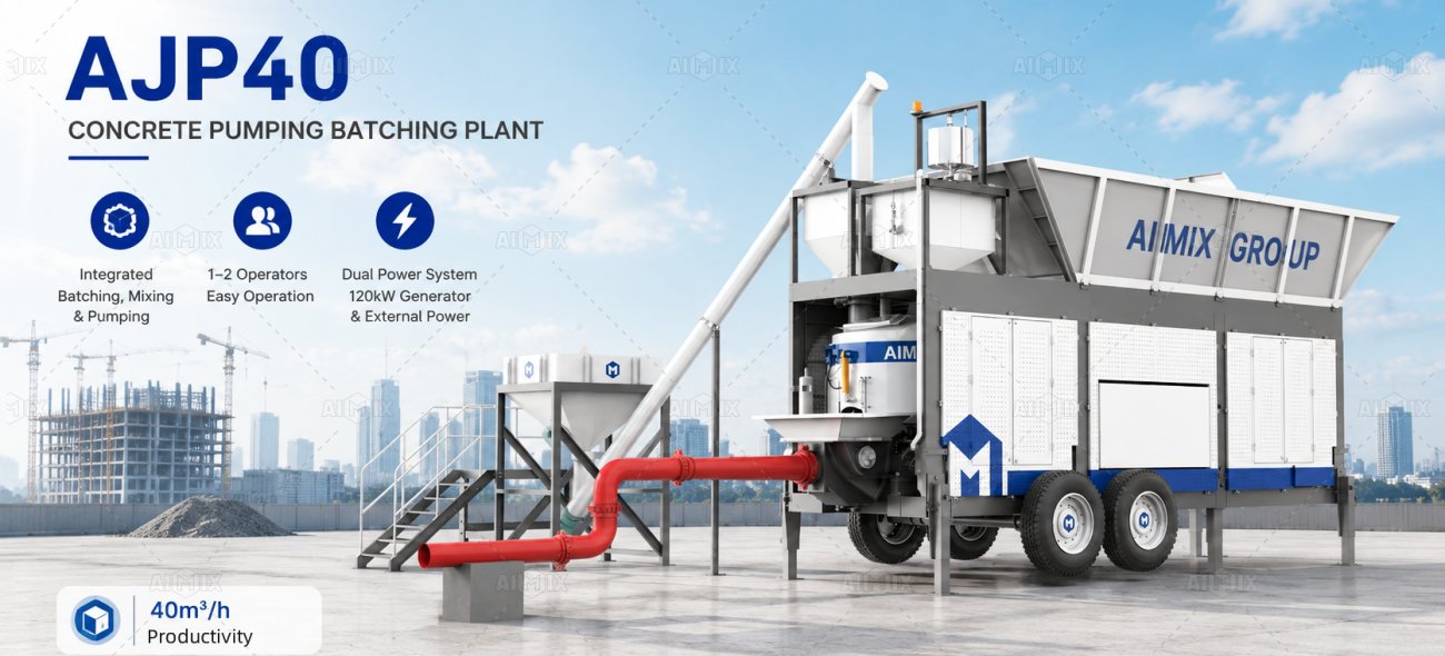 AJP40 concrete pumping batching plant Aimix