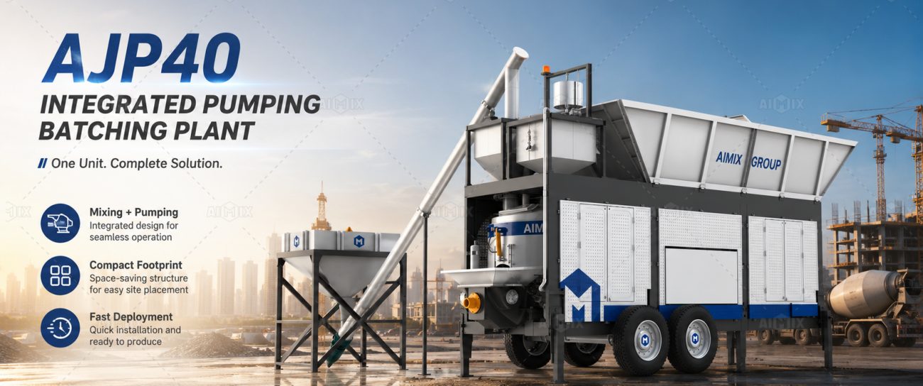 AJP40 integrated concrete pumping batching plant solution