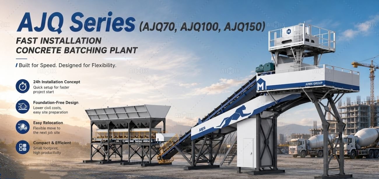 AJQ fast setup concrete batching plant-new ready mix concrete production solution