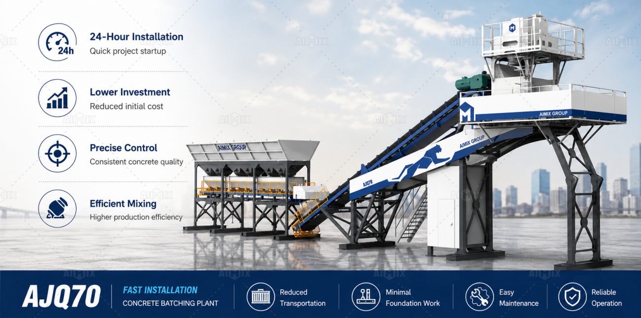 AJQ70 quick installation concrete batch plant for sale