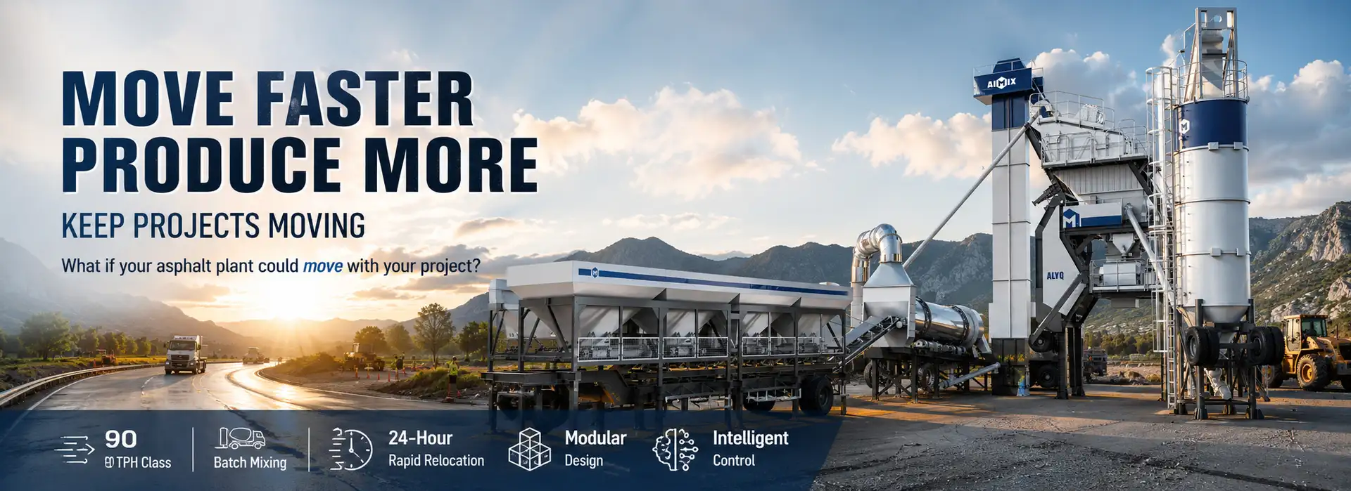 ALYQ-90 90 TPH mobile asphalt mixing plant