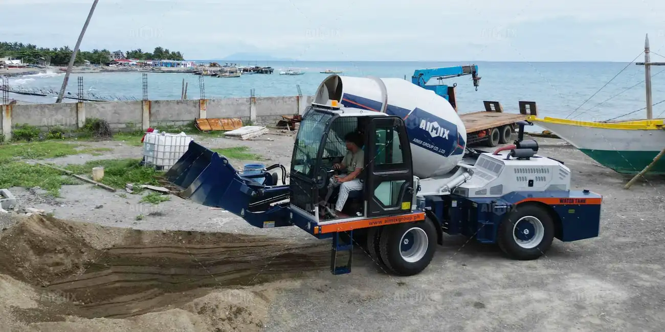 AS-3.5 aimix self loading concrete mixer truck working in the Philippines
