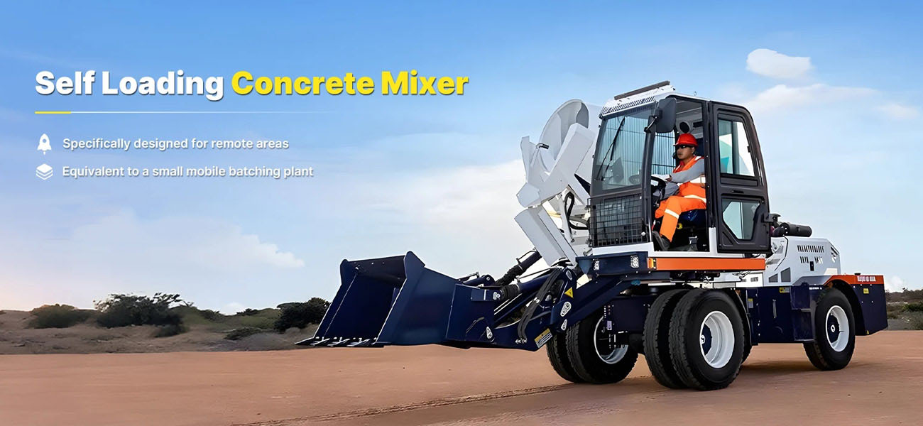 Aimix self loading concrete mixer working onsite