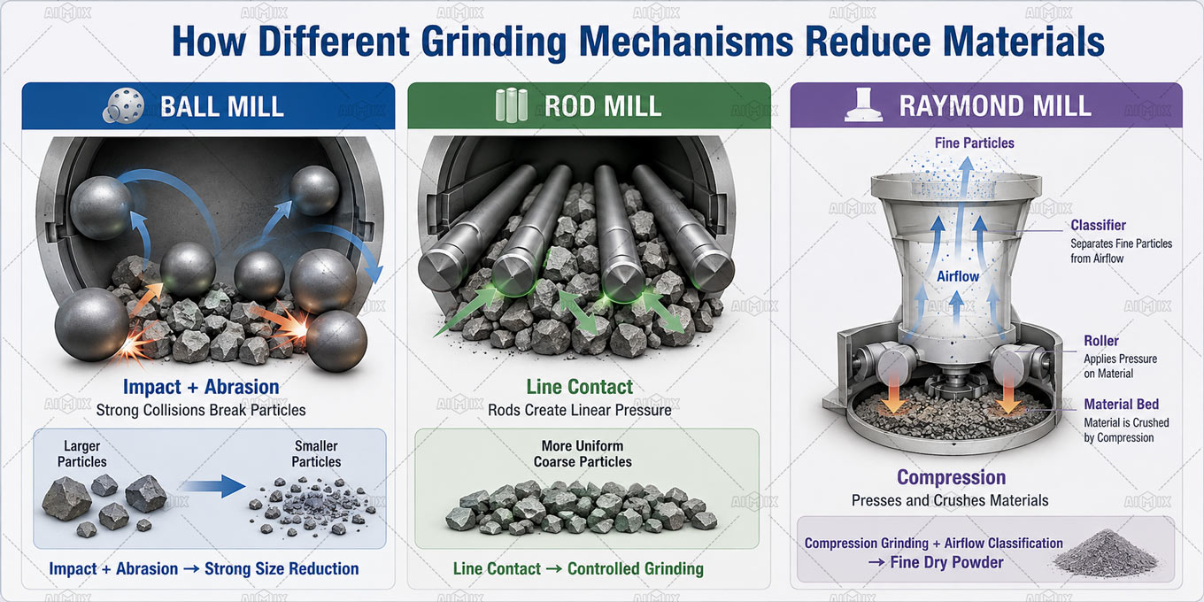 Grinding Mechanism Differences among kinds of grinding mill machines