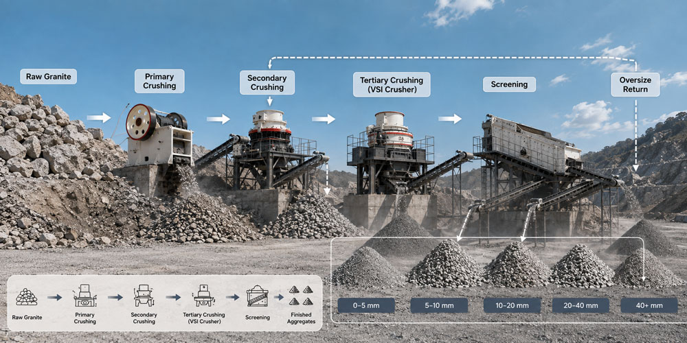 Three-Stage Granite Crushing Process