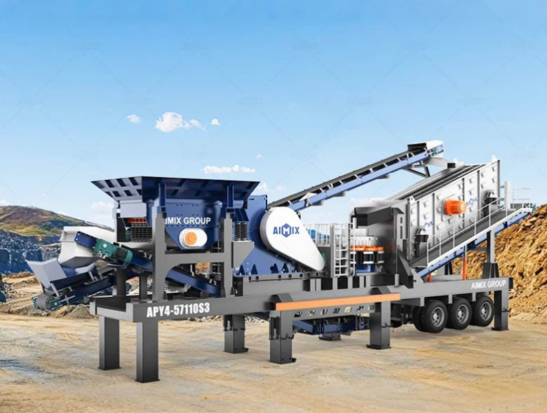 4 in 1 wheeled mobile crusher for long-distance road projects in Indonesia