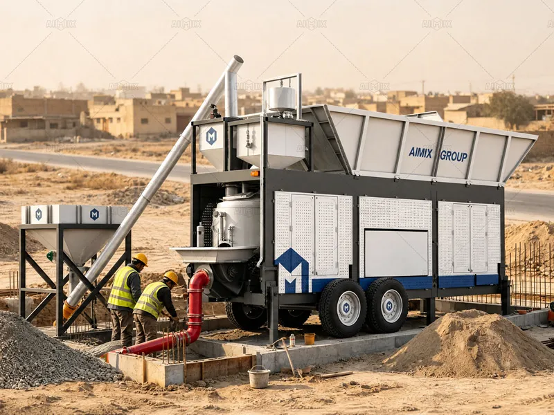 AJP40 concrete pumping batching plant for Pakistan project