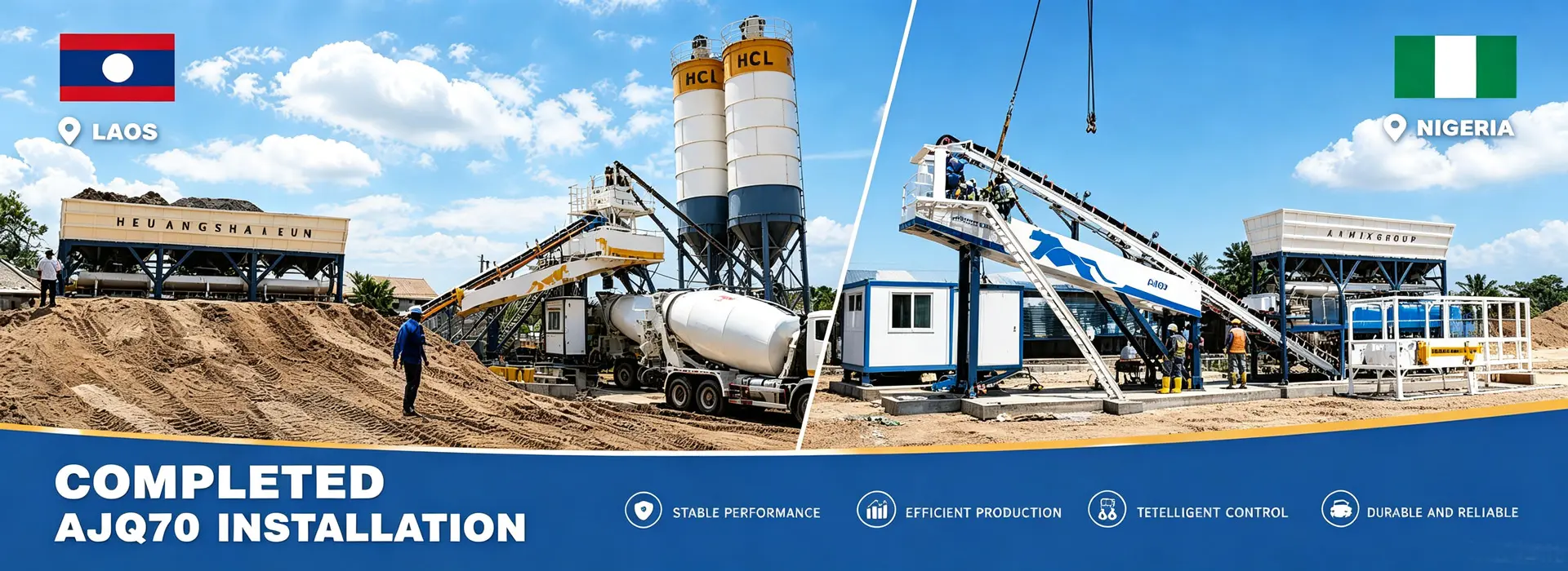AJQ70 Batching Plants Successfully Commissioned in Nigeria and Laos