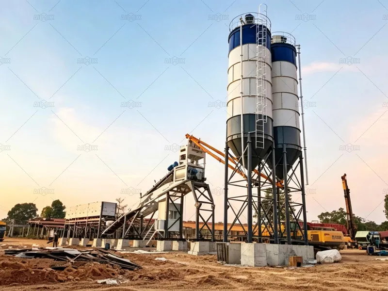 AJQ70 quick install batching plant concrete was put into use in Laos