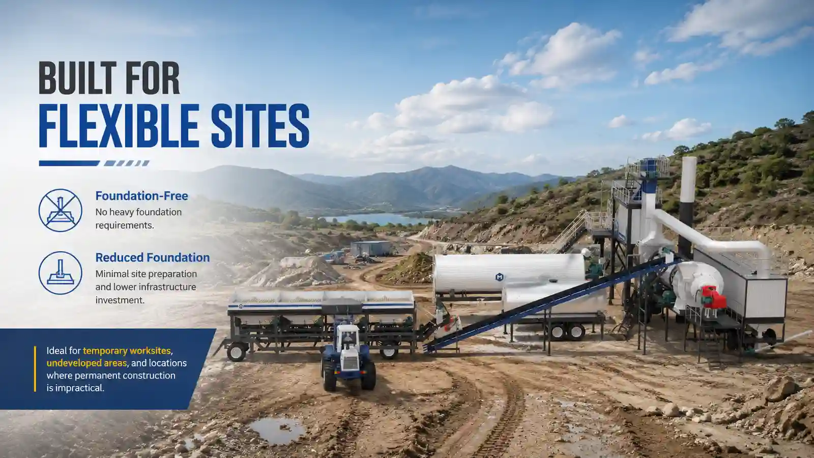 Sites with Limited Foundation of portable asphalt plants