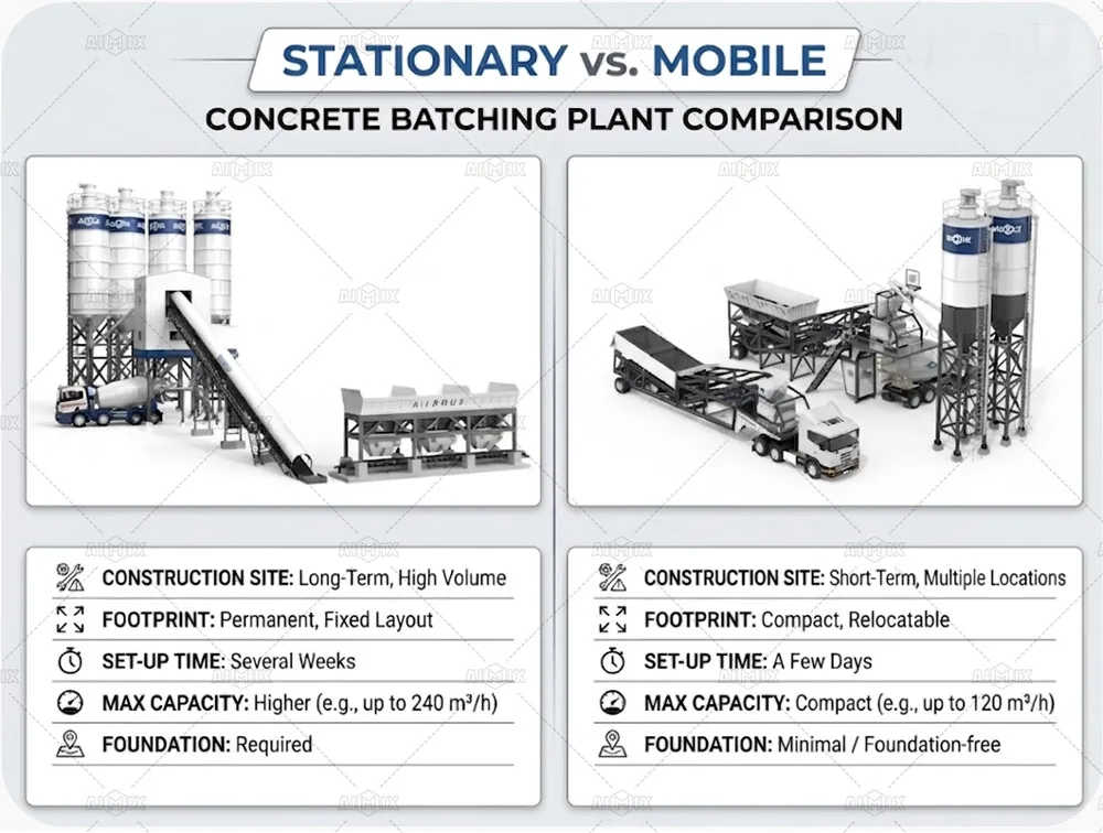 comparison of site planning between stationary and mobile type