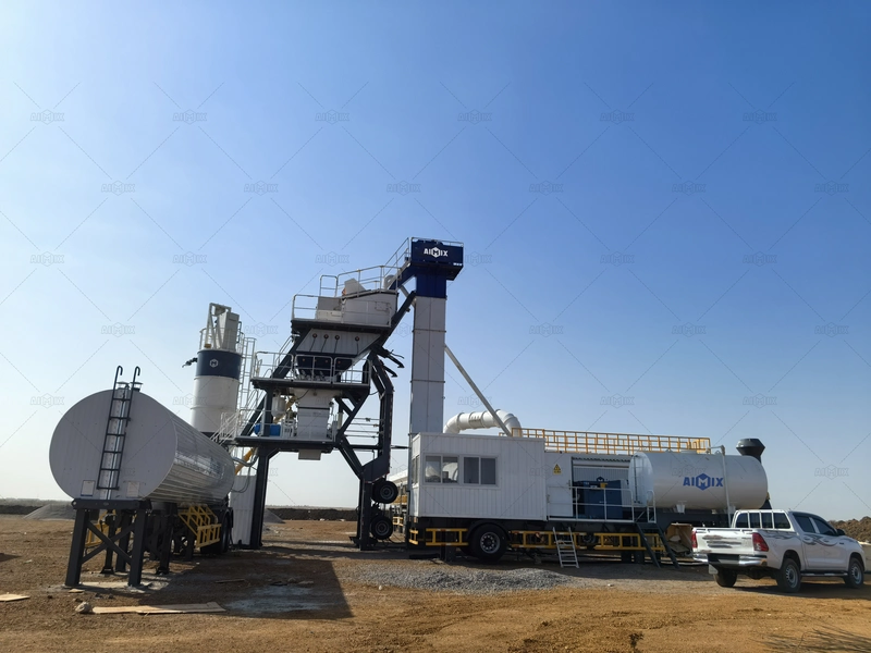 installation of 100TPH portable asphalt batching plant for road construction in Sudan
