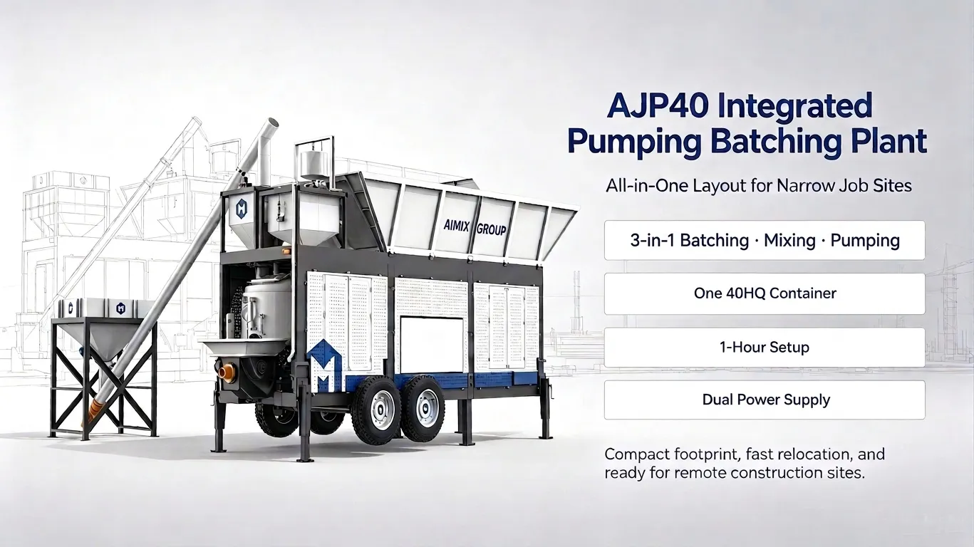 site planning of AJP40 integrated concrete pumping batching plant