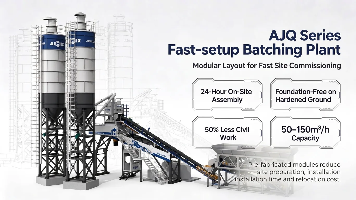 site planning of AJQ Series fast-setup batching plant