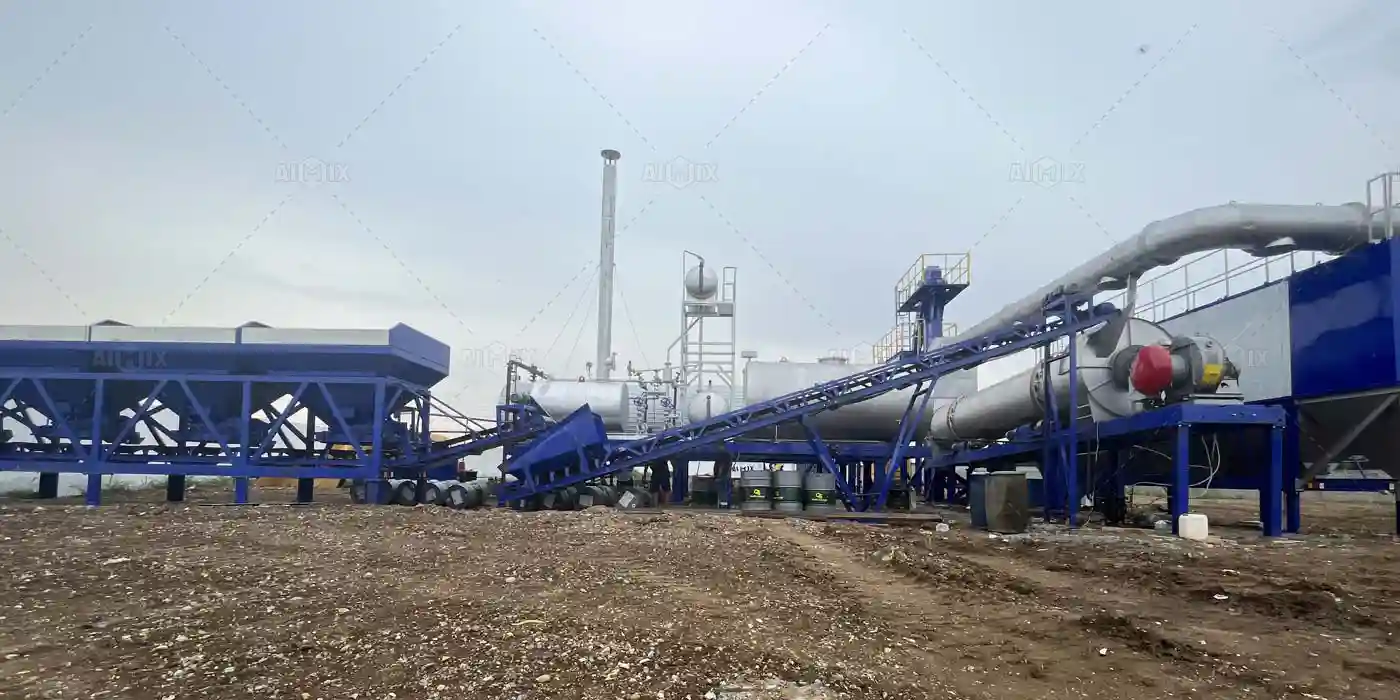 Planta móvil de mezcla de asfalto de tambor de 100 TPH para la producción de agregados asfálticos en Ecuador.