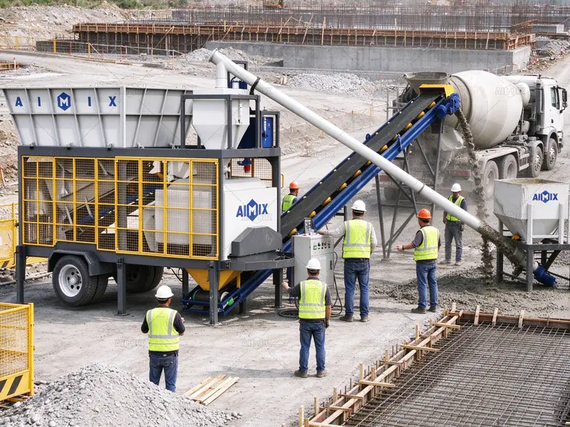 AJSY compact concrete batching plant for South Africa