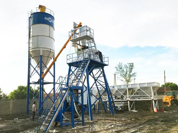 AJ-50 stationary concrete batch plant in Uzbekistan